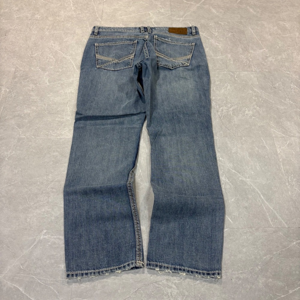BKE Jake Straight Leg Mens Jeans 34x30 Medium Wash Distressed Denim 4472